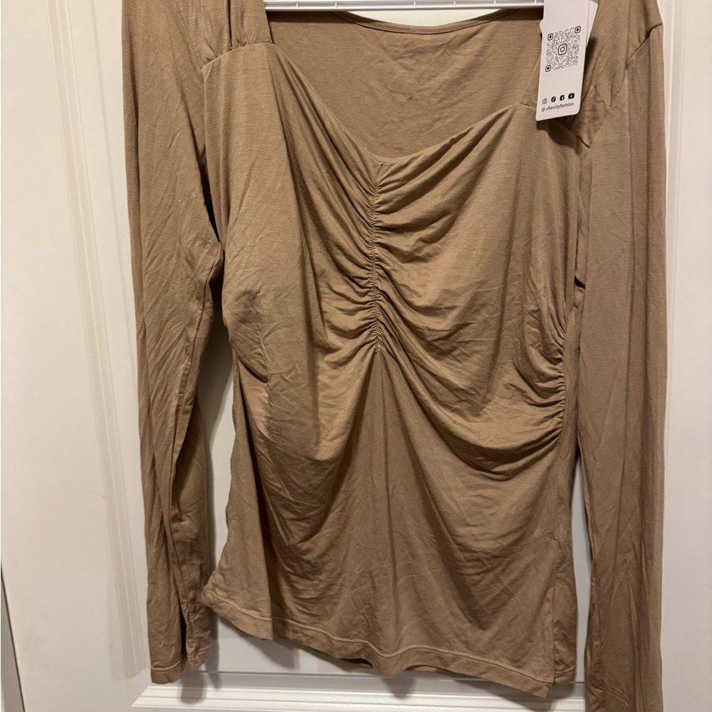 Elegant Tan Long Sleeve Top